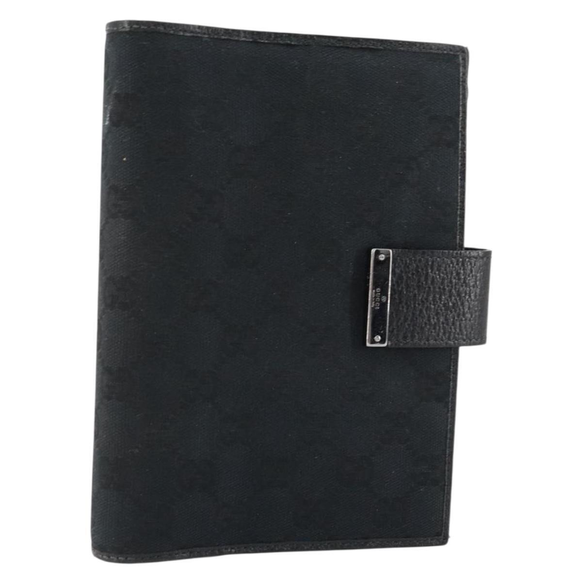 Gucci Gg Canvas Agenda Day Planner Cover Black 115241 Auth Am9669